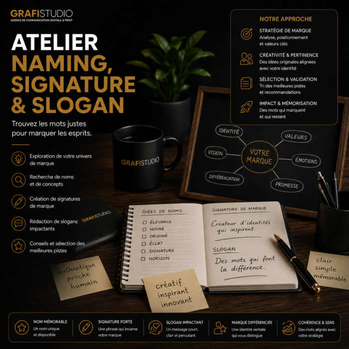Atelier naming, signature & slogan