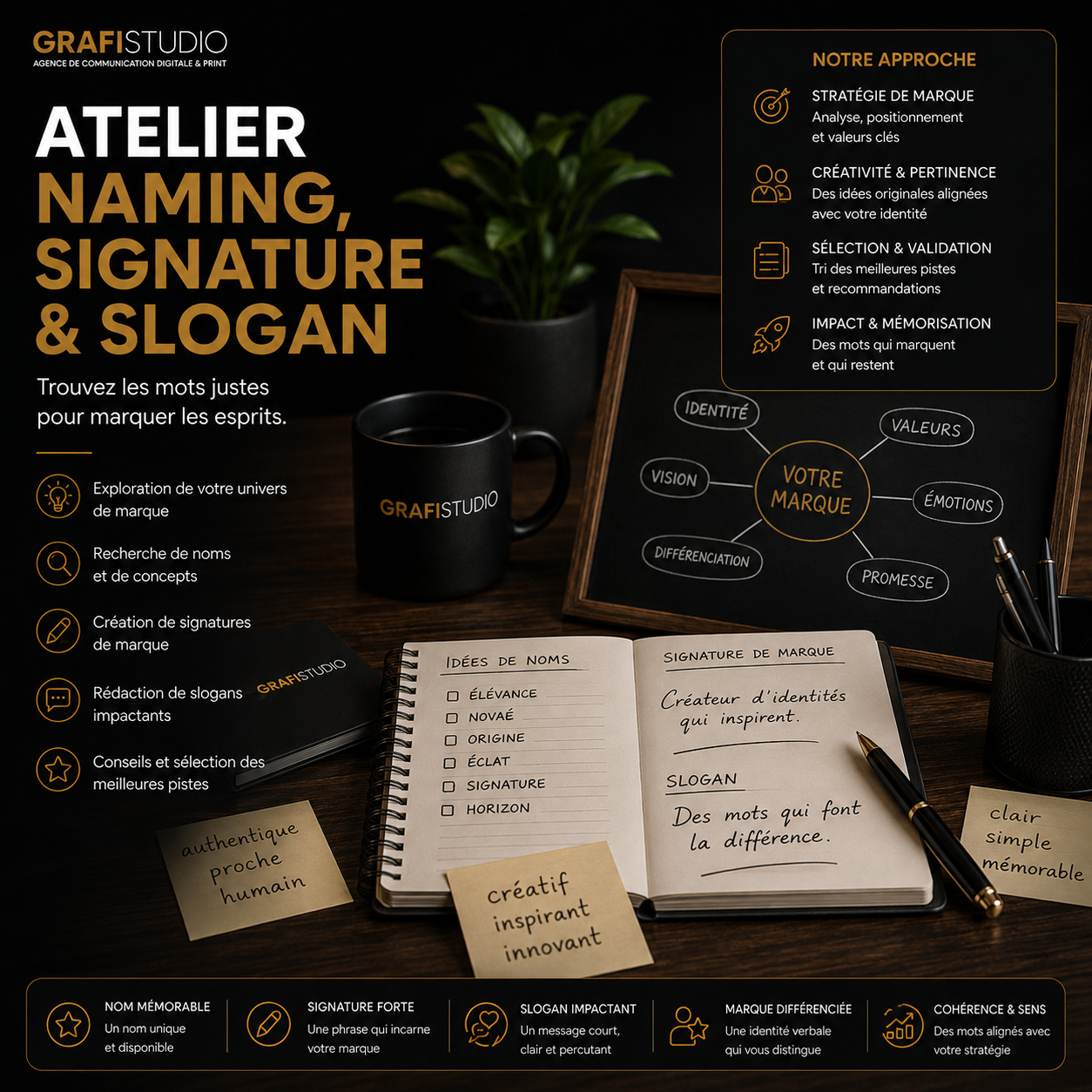 Atelier naming, signature & slogan